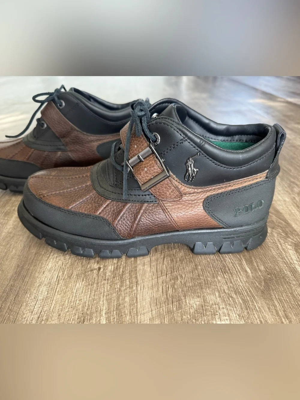 Polo Ralph Lauren Men’s Dover III Brown Leather Buckle Shoes Size 9D
